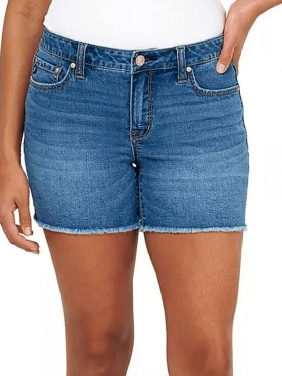 Seven7 Pants - SEVEN7 Fray Hem Denim Shorts Medium Wash Size 8 NWT